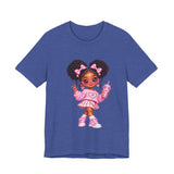 Cute Girl Graphic Tee — Pink Cartoon Doll Illustration T-Shirt