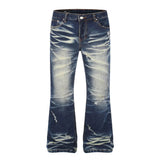 Men's Washed Flare Jeans - Blue