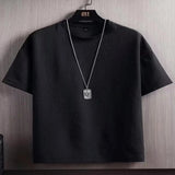 Men's Plus Size Textured Round Neck T-Shirt - Gray