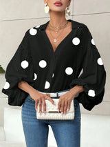 Niche Fashionable French Polka Dot Half-open Collar Design Loose Bubble