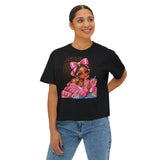 Boxy Tee — Pink Bow Girl Graphic Crop Tee