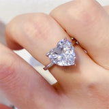 Luxury 5 carat heart-shaped moissanite ring in 925 sterling silver.