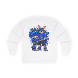 Blue Graffiti Bunny Graphic Long Sleeve T-Shirt