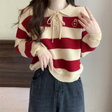 Women's Striped Knit Sweater | Casual Long Sleeve Pullover | Mimi B Fashion