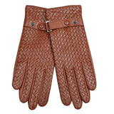 Men's genuine leather winter touchscreen gloves made from premium sheepskin for warmth and everyday cold-weather wear.