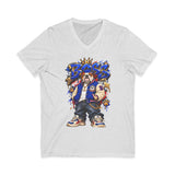 Blue Boss Streetwear Graphic V-Neck T-Shirt