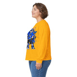Blue Graffiti Bunny Graphic Long Sleeve T-Shirt