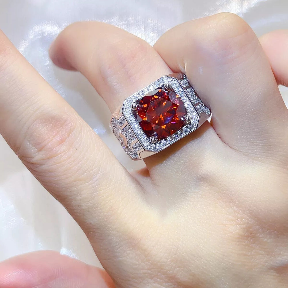 5 Carat 925 Sterling Silver Moissanite Ring - Red