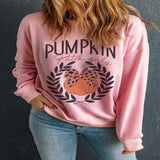 Heart Leopard Round Neck Sweatshirt - Blush Pink
