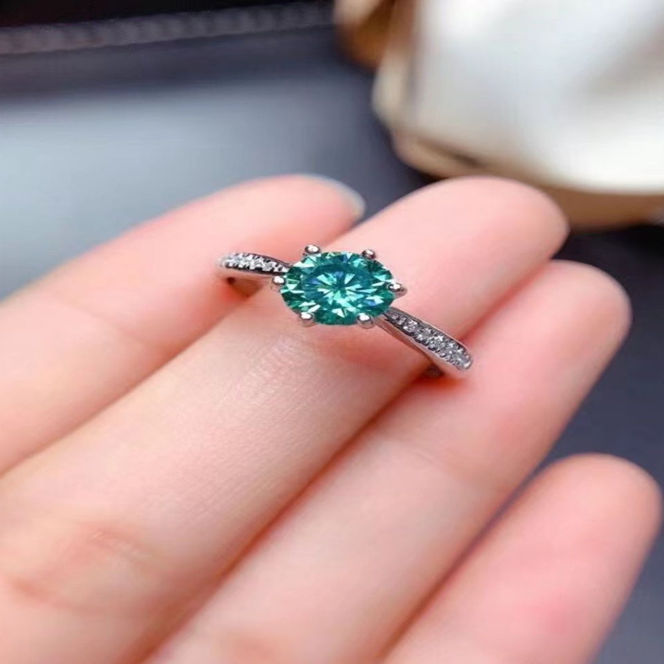 Luxury 2 carat moissanite ring crafted in 925 sterling silver with a brilliant sparkling gemstone.