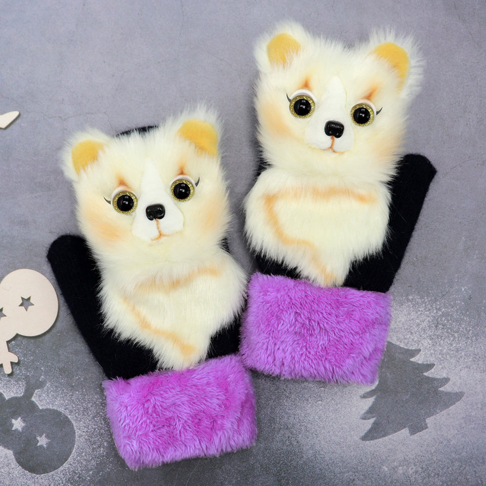Cute plus velvet padded winter gloves with soft insulated lining.
