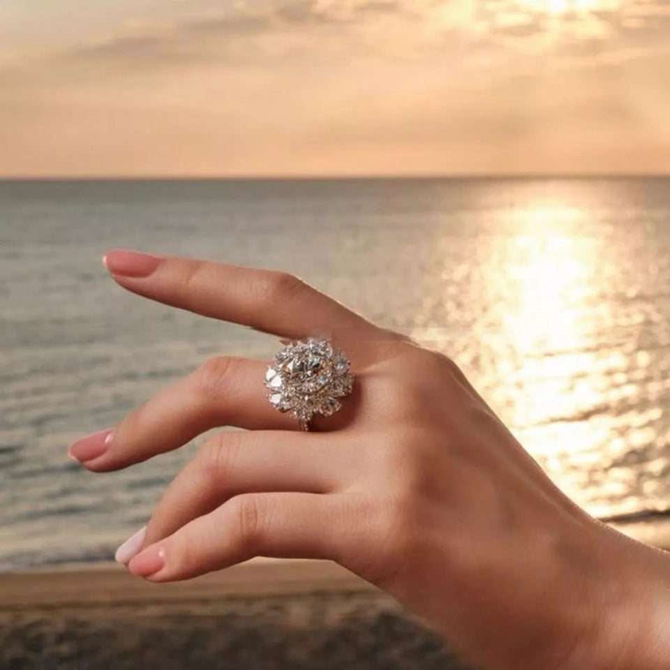 5 carat moissanite ring crafted in 925 sterling silver with a brilliant sparkling gemstone.
