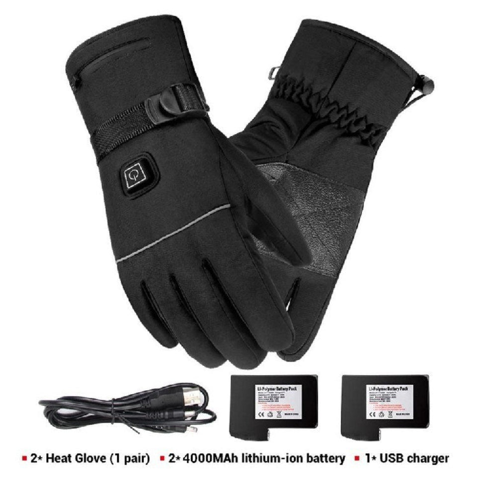 Rechargeable heated motorcycle touchscreen gloves for winter riding.