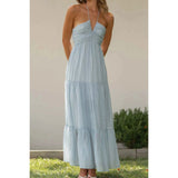 Tiered Halter Neck Cami Dress - Light Blue