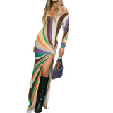 Printed Fashion Slim-fit Long-sleeve Bodycon Dress For Women