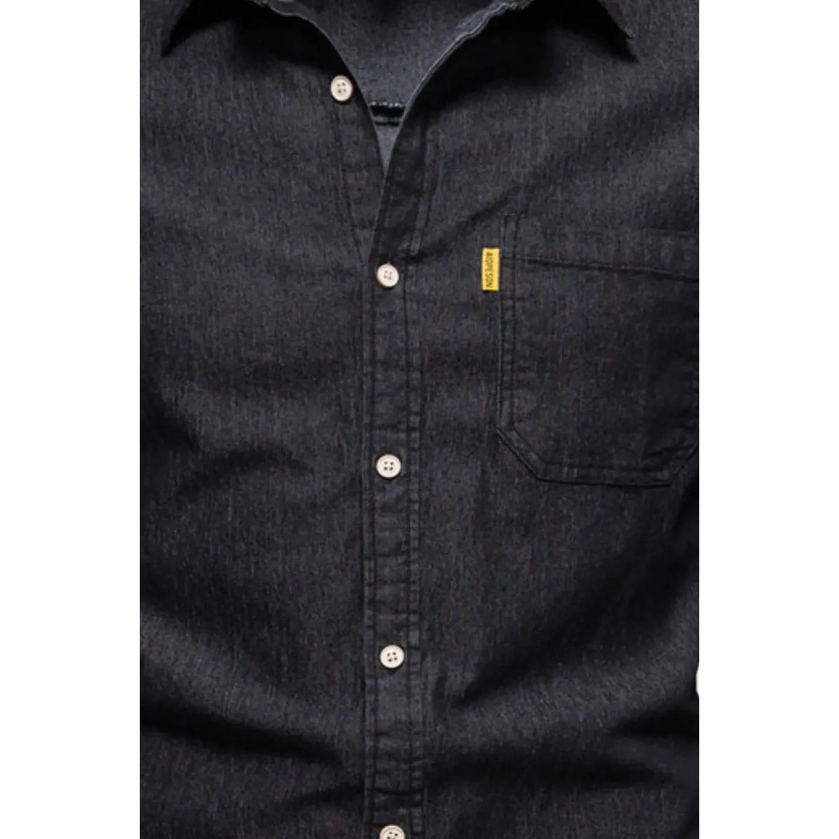 Men's Button-Down Denim Shirt with Chest Pocket - Black