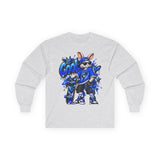 Blue Graffiti Bunny Graphic Long Sleeve T-Shirt