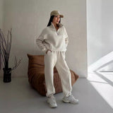 Women’s Luxe Half-Zip Tracksuit Set - Navy Blue