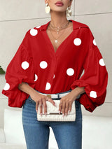 Niche Fashionable French Polka Dot Half-open Collar Design Loose Bubble