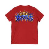 Blue Boss Streetwear Graphic V-Neck T-Shirt