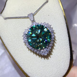 20 carat moissanite pendant necklace crafted in 925 sterling silver with a brilliant sparkling gemstone.