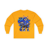 Blue Graffiti Bunny Graphic Long Sleeve T-Shirt