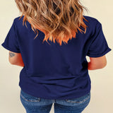Patriotic Denim Heart Graphic T-Shirt - Navy