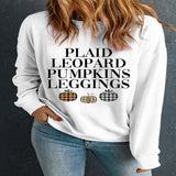 Letter Graphic Round Neck Long Sleeve Sweatshirt - White