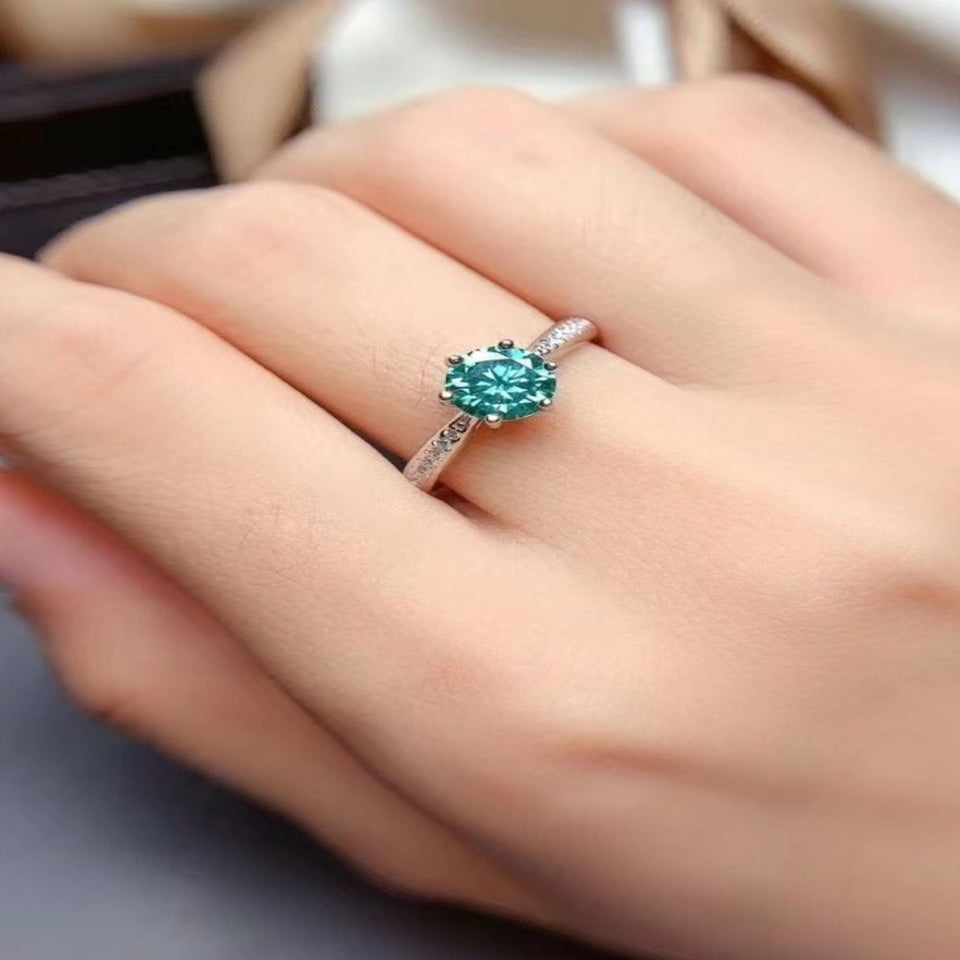 Luxury 2 carat moissanite ring crafted in 925 sterling silver with a brilliant sparkling gemstone.