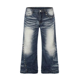 Men's Studded Washed Bootcut Jeans - Blue