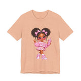 Cute Girl Graphic Tee — Pink Cartoon Doll Illustration T-Shirt