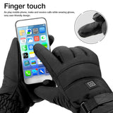 Rechargeable heated motorcycle touchscreen gloves for winter riding.