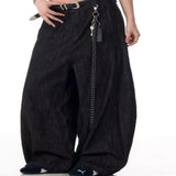Men's Wide Leg Wash Jeans - Black