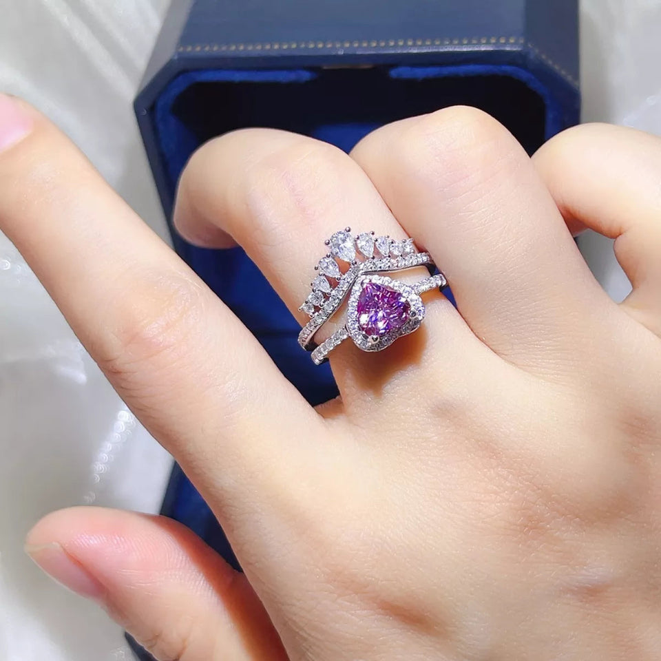 2 carat moissanite ring set crafted in 925 sterling silver with brilliant sparkling gemstones.