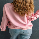 Valentine's Day XOXO Round Neck Drop Shoulder Sweatshirt - Blush Pink