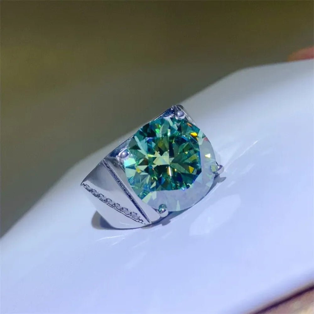 10 Carat Moissanite 925 Sterling Silver Signet Ring - Silver