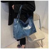 Vintage Women's Tote Bag Athletic Casual Fashion Large Capacity Leather