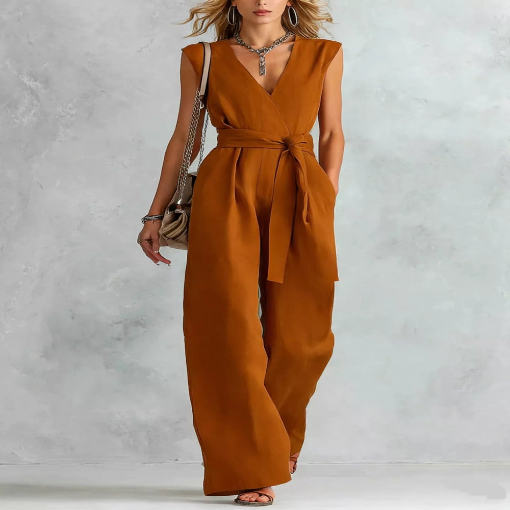 Sleeveless Wide Leg Jumpsuit - Navy