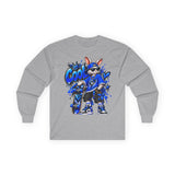 Blue Graffiti Bunny Graphic Long Sleeve T-Shirt