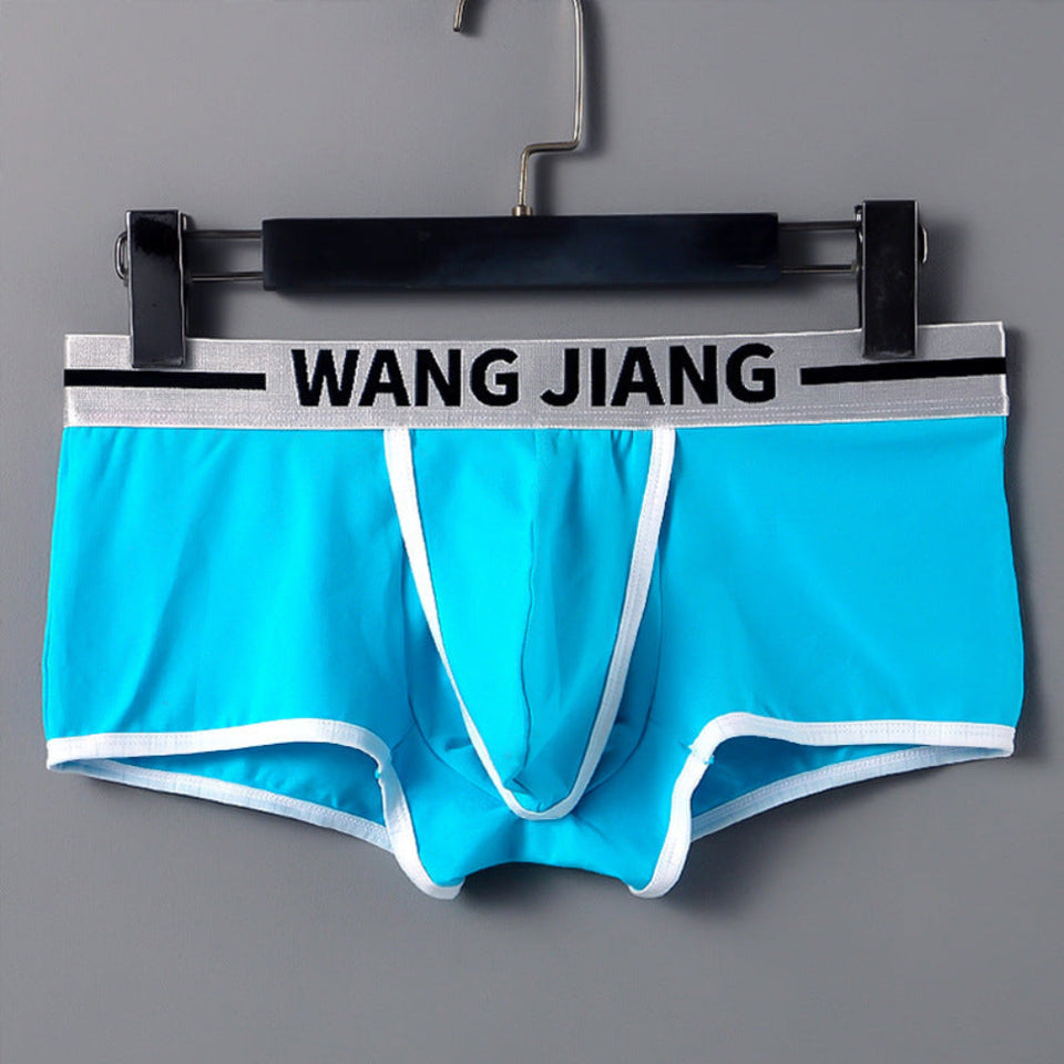 Men's cotton boxer briefs in black, blue, and white featuring breathable fabric, a supportive pouch, and a comfortable elastic waistband.