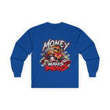 Money Makes Moves Teddy Bear Graphic Long Sleeve Shirt