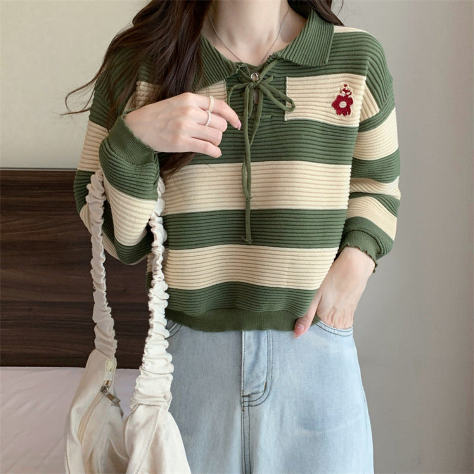 Women's Striped Knit Sweater | Casual Long Sleeve Pullover | Mimi B Fashion
