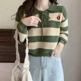 Women's Striped Knit Sweater | Casual Long Sleeve Pullover | Mimi B Fashion