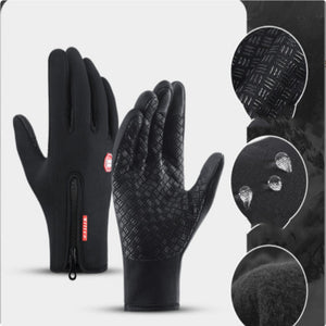 Waterproof touchscreen motorcycle winter gloves for riding and outdoor sports.