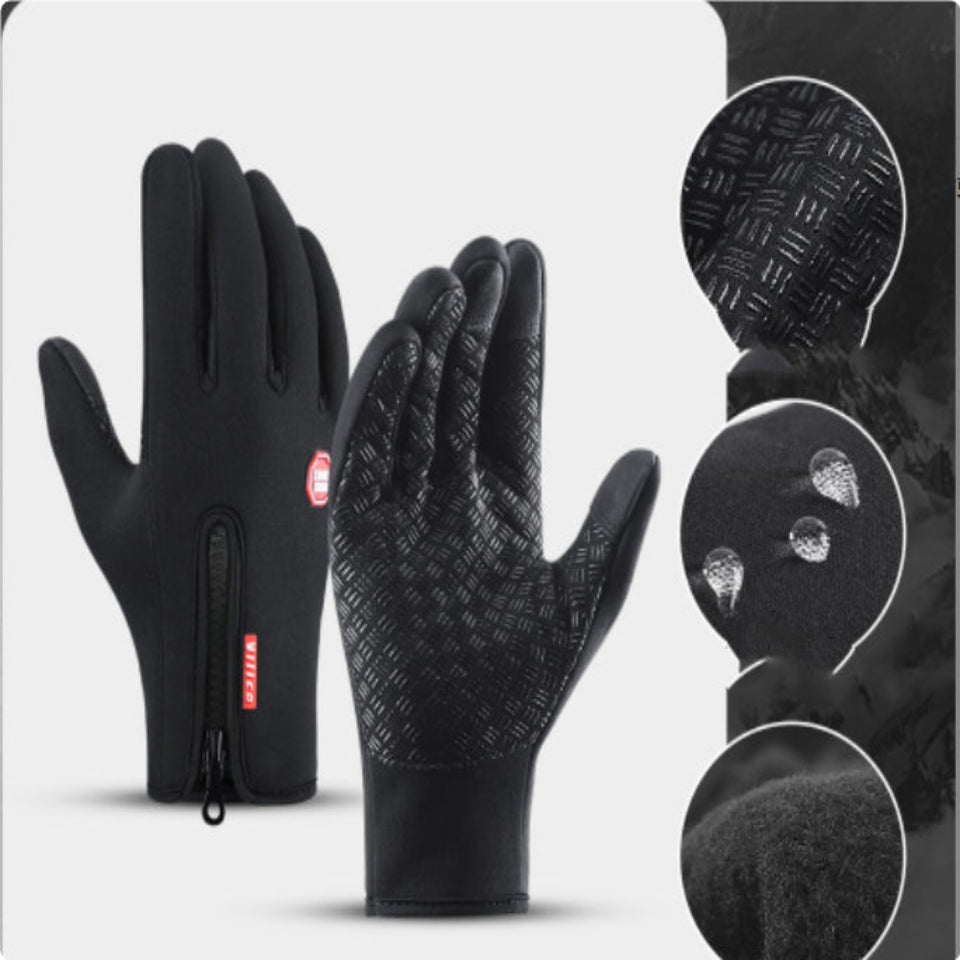 Waterproof touchscreen motorcycle winter gloves for riding and outdoor sports.
