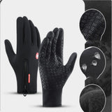 Waterproof touchscreen motorcycle winter gloves for riding and outdoor sports.