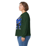 Blue Graffiti Bunny Graphic Long Sleeve T-Shirt