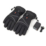 Rechargeable heated winter cycling gloves with three-level temperature control for outdoor cold-weather activities.