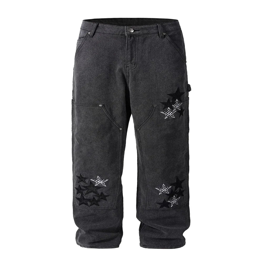 Men's Pocketed Star Jeans - Dark