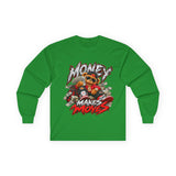Money Makes Moves Teddy Bear Graphic Long Sleeve Shirt